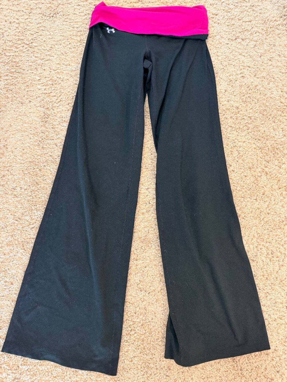 Under Armour Black Pink Foldover Wide Leg Yoga Pants XS
